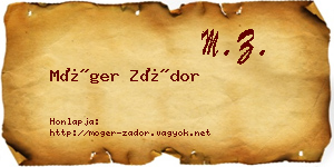 Móger Zádor névjegykártya